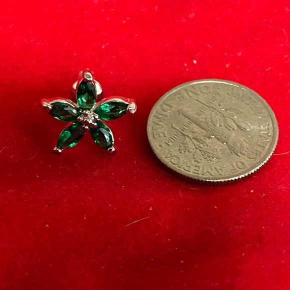 Emerald Marquise Flower Earrings Lab Created - Picture 4 of 4